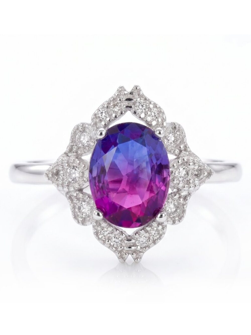 Vintage Style Pink & Purple Gemstone Ring, 925 Sterling Silver Charmed Aroma